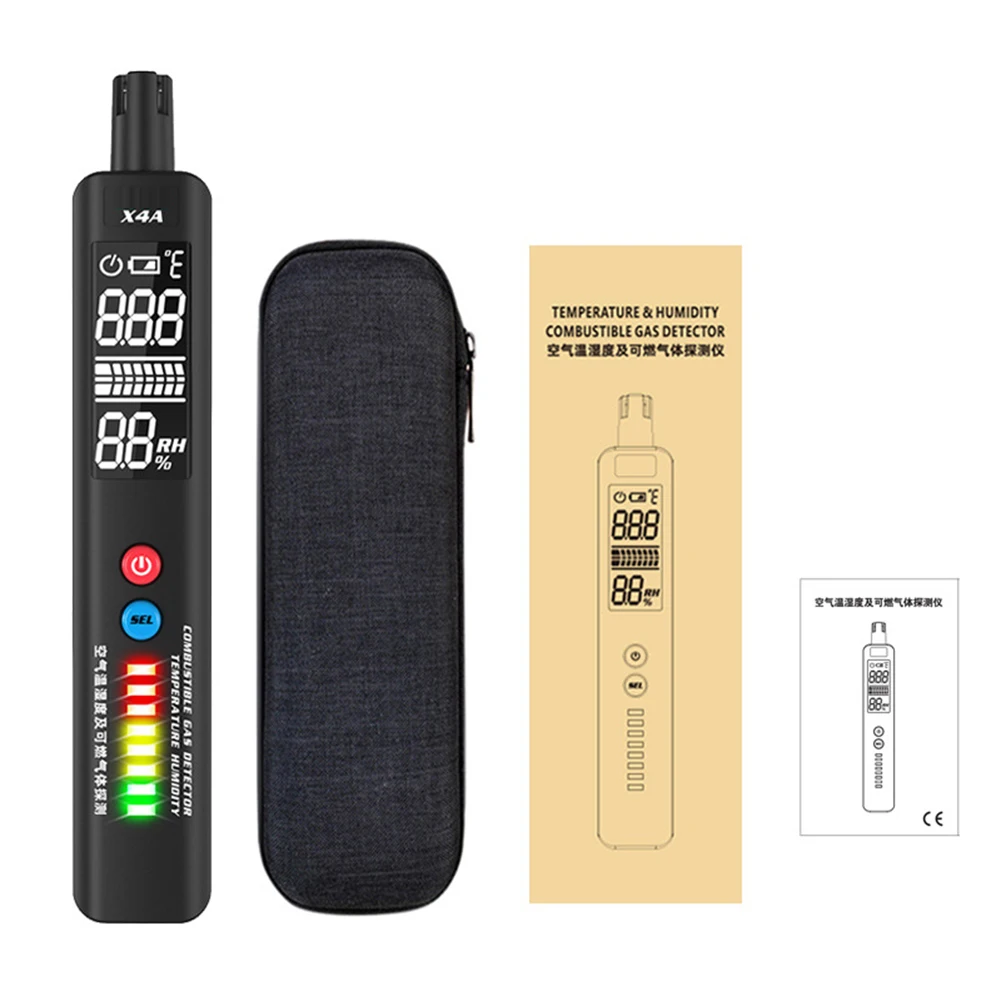 

Digital Gas-Leak Detector Portable LCD Display Gas-Leak Tester Methane Butane Checker Gas Alarm Temperature Hygrometer