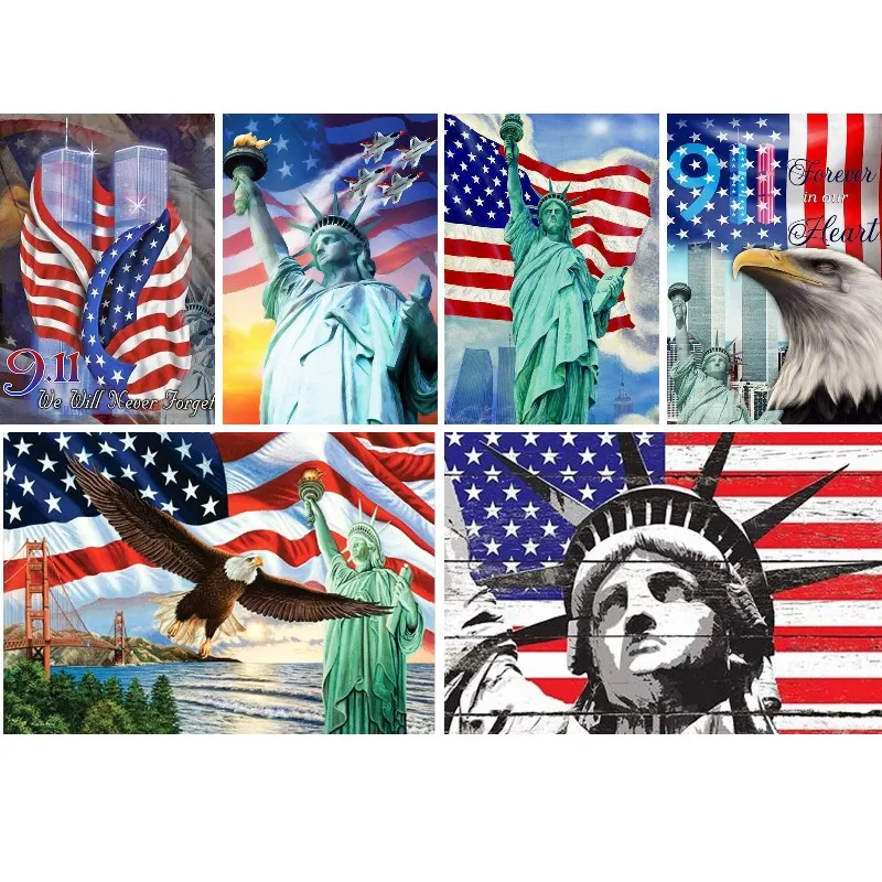 

5d Diamond Painting Kit Statue Liberty USA American Flag Full Square Embroidery Mosaic Eagle Home Decoration Handmade Gift