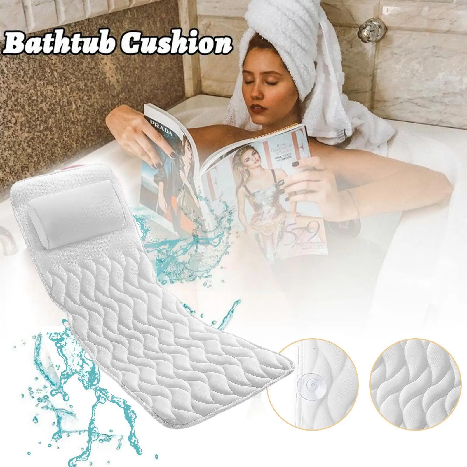 Spa Bathtub Mattress Pillow Mat Breathable Pad F3p3