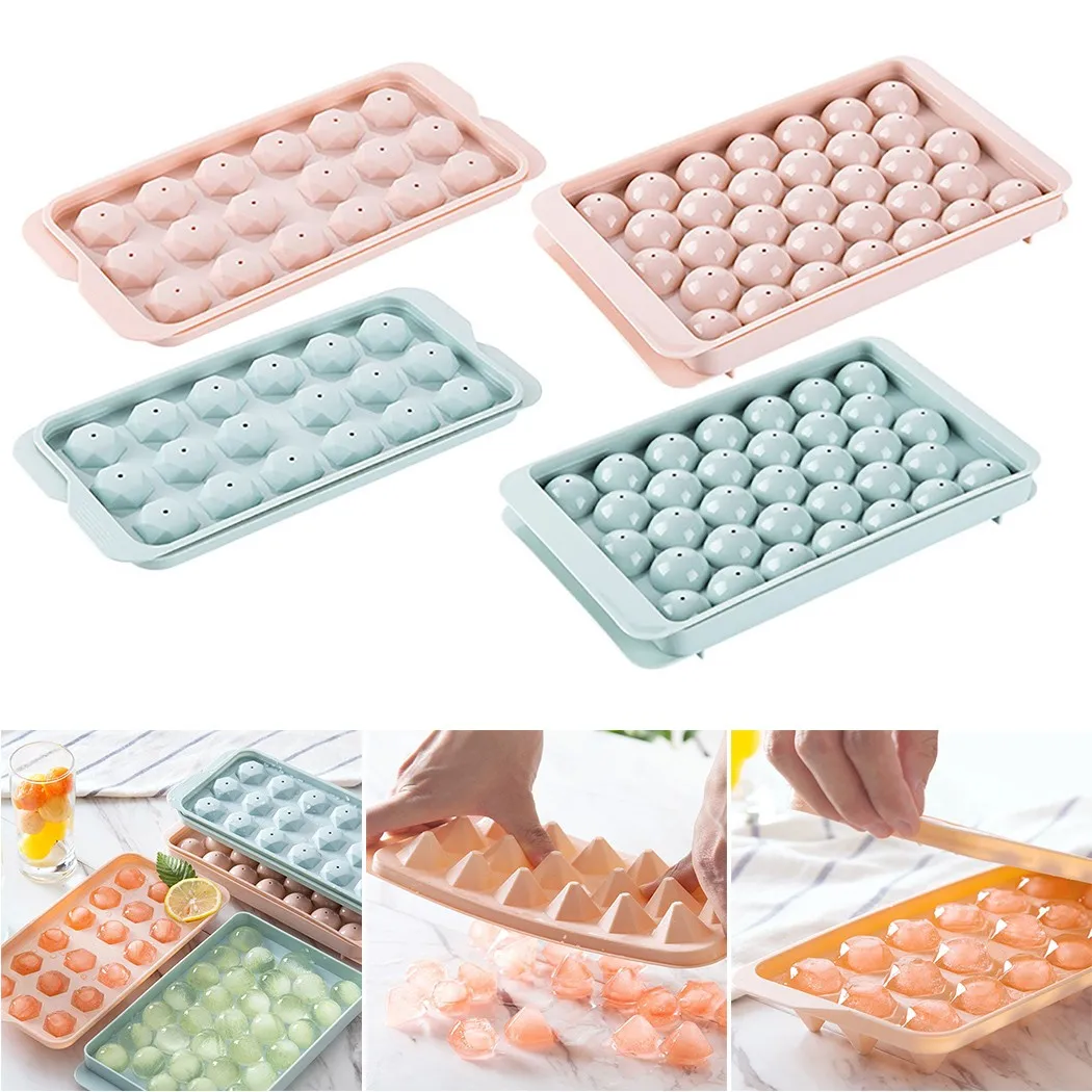 

18/33 Grid Ice Mold With Lid Summer Baby Ice Cream Molds Home Bar Party Ice Tray DIY Chocolate Mold Ice Ball Maker Cube Mould