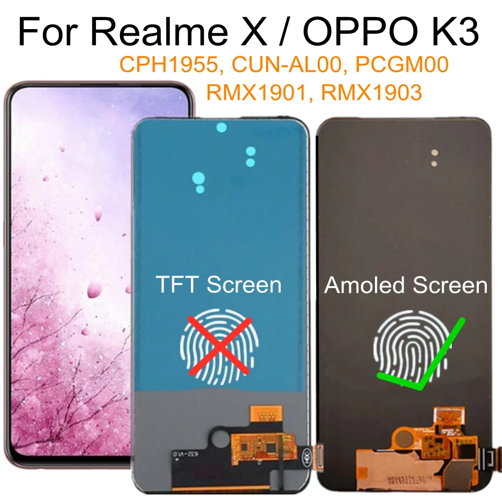 6.53 For OPPO Realme X RMX1901 RMX1903 LCD Display Touch Screen Assembly Replacement K3 CPH1955