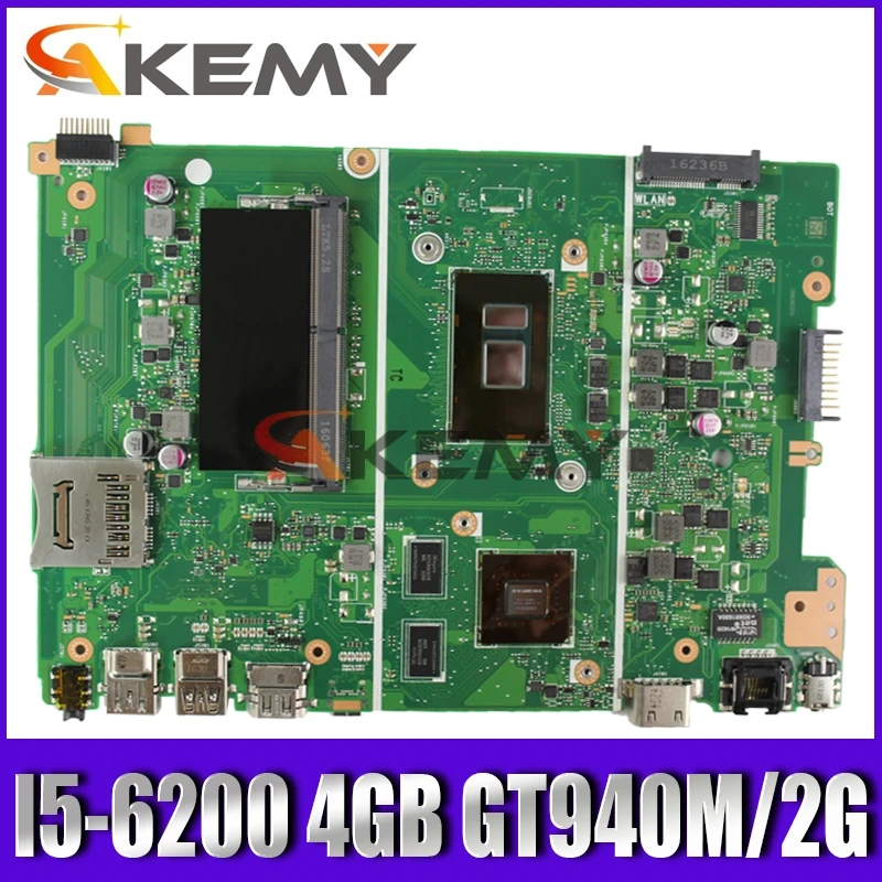 

Материнская плата Akemy для Asus X441U F441U A441U X441UR X441UV Laotop, материнская плата X441UV со стандартным/6198 ЦП, 4 Гб ОЗУ GT940M/2G