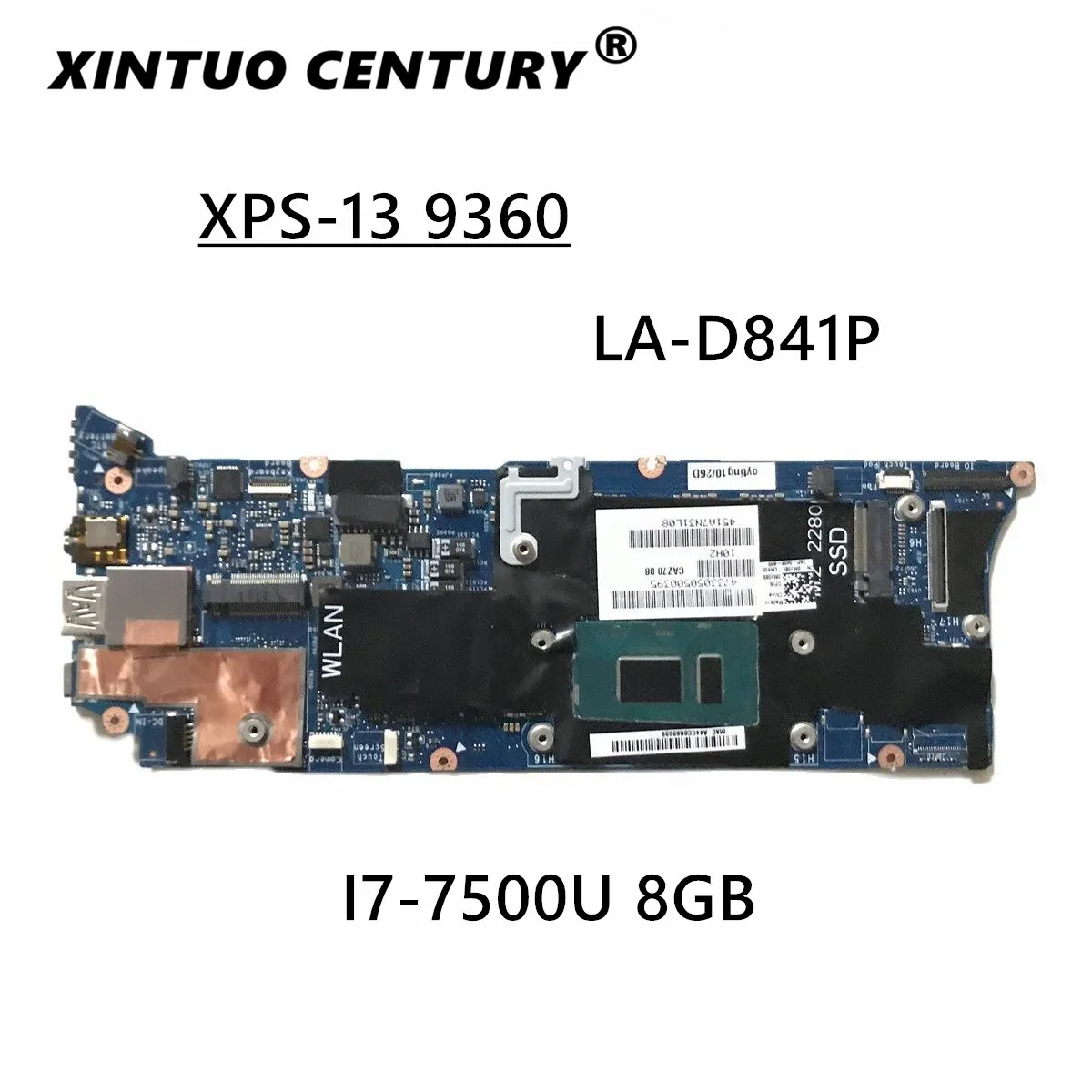 

For Dell XPS-13 9360 original mainboard LA-D841P motherboard 8GB-RAM I7-7500U