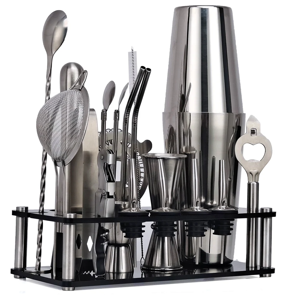 

Набор из нержавеющая сталь Martini Acrylic 20-piece Bar Kit, для домашних инструментов, металлическая подставка для коктейлей, смешанный бармен