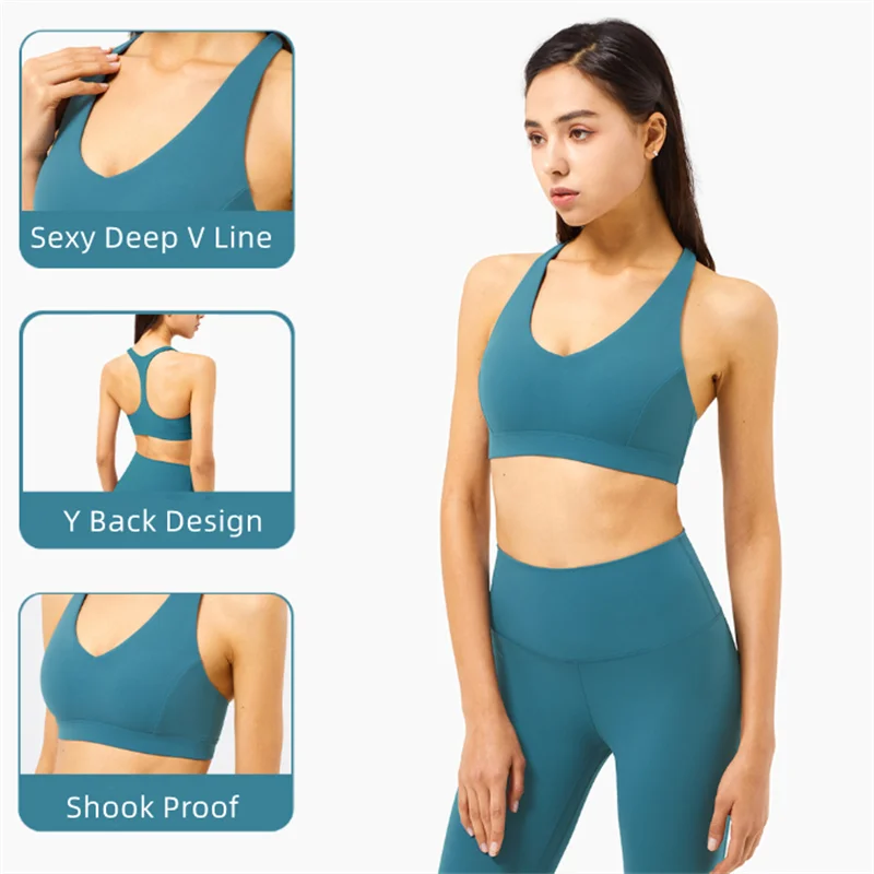 

Women High Impact Shock Proof Bra Women Sexy V-neck Y-Line Back Nake Feeling Breathable Bra