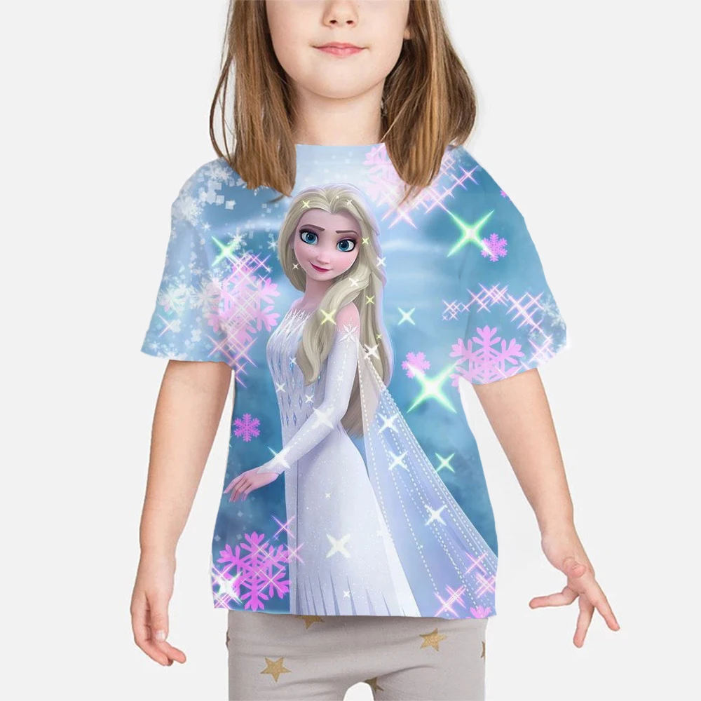 

Disney Frozen Snow Queen Anna Baby T Shirt Cartoon Baby Kids Girls Children Short Sleeves Summer Children's T-Shirt Tee Toddler