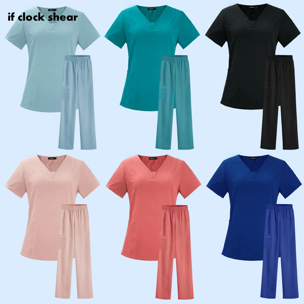 

High Quality Spa Uniforms Unisex V-Neck Work Clothes Pet Grooming Institutions Scrubs Set Beauty Salon Clothes Surgical Uniforms