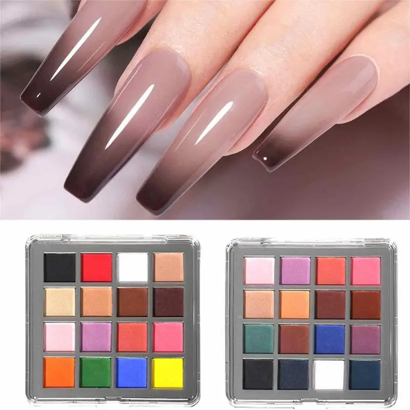 

Gradient Nails Powders 16 Colors Solid Magic Glitters Pink Morandi Macaron Colour Manicure Polish Pigment Nail Art Decoration