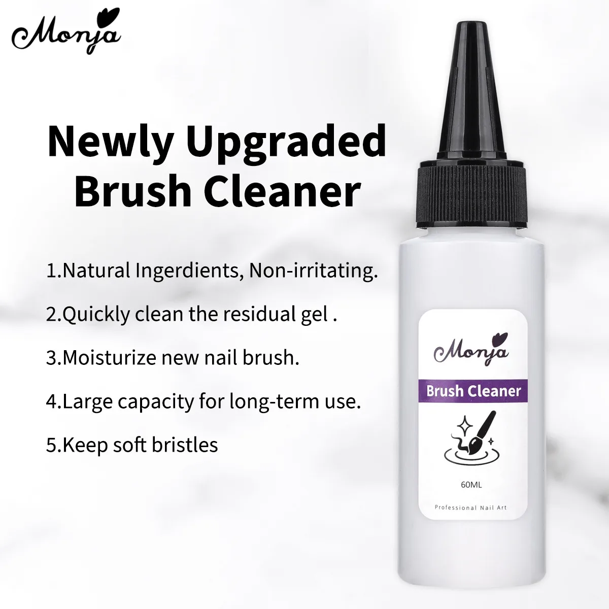 Monja 30/60 мл щетка для ногтей очищающее средство жидкое удаления акрилового
