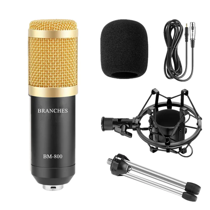 BM-800 Professional Condenser Microphone BM800 Kit:Microphone For Computer+Shock Mount+Foam Cap+Cable As BM 800 Microphone