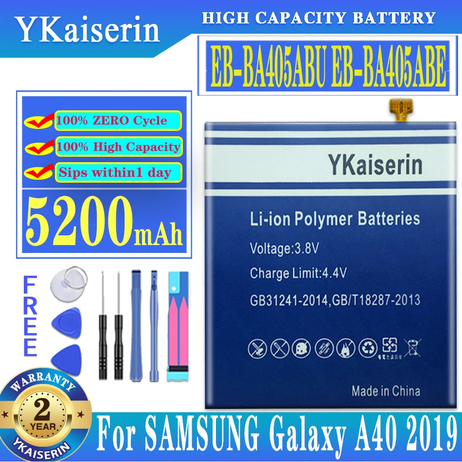 

YKaiserin Replacement Battery For Samsung GALAXY A40 A405F EB-BA405ABE EB-BA405ABU Rechargeable Phone Battery 5200mAh