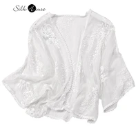 white heavy industry embroidery 2022 new silk sunscreen clothes mulberry silk embroidery short xianqi shawl cardigan women