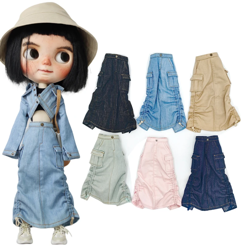 Джинсовое пальто для куклы Blythe Ob24 Ob22 Azone одежда кукол джинсовая куртка