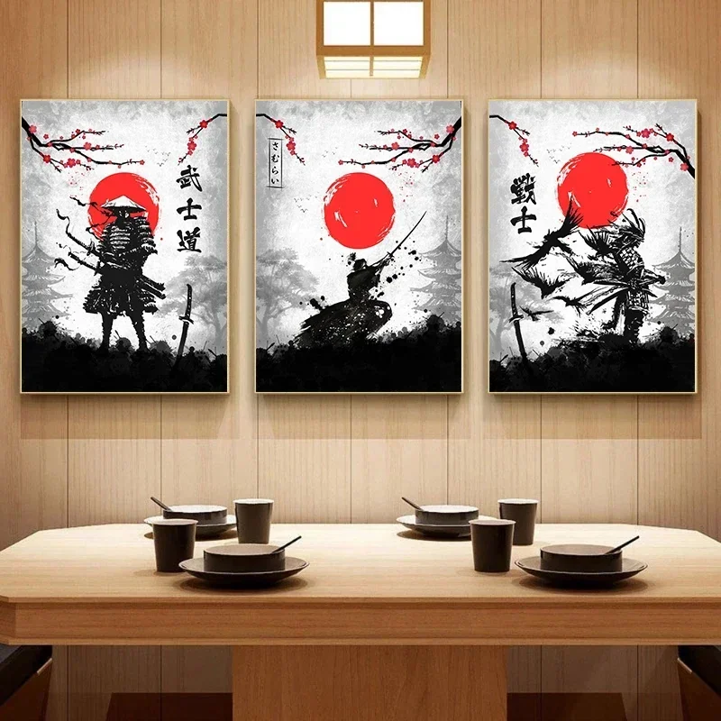 Ретро японский воин Бушидо армированный постер Катана ниндзя картина на стену