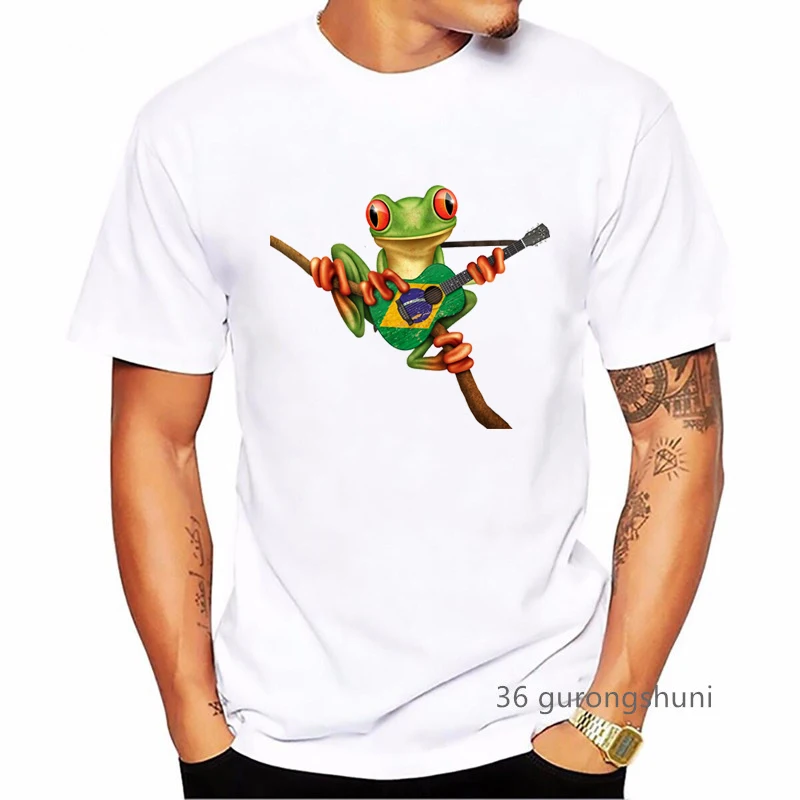 

Hand-Drawn Red Eyed Tree Frog Print Tshirt Men'S Clothing Funny Cool T Shirt Homme Harajuku Summer Fashion T-Shirt Tops