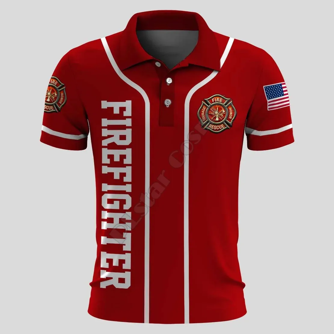 

PLstar Cosmos 3D Printed Firefighter/Ironworker/Roofer Polo Shirt Harajuku Streetwear Summer Top Sleeveless Tees Fitness Unisex