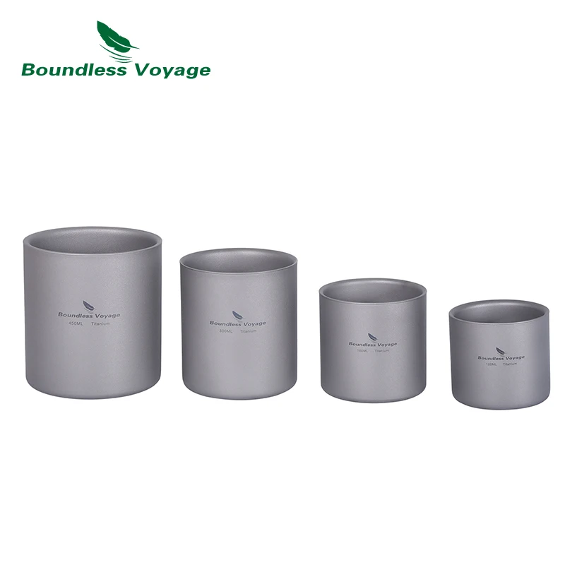 

Boundless Voyage Outdoor Titanium Double-wall Water Cup 450ml Teacups 120ml Mini Cup 180ml Coffee Mug 300ml Camping Tableware