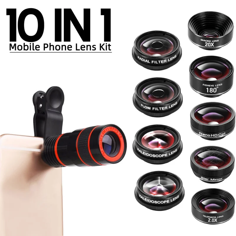 

10 в 1, набор объективов для iPhone X XS 11 6 7 8