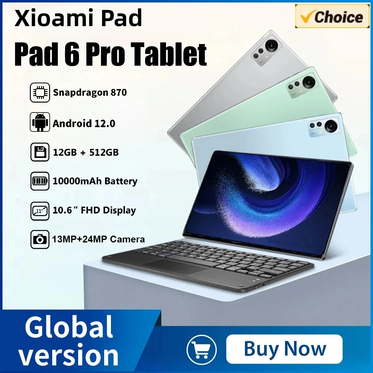 Оригинальный планшетный ПК Xioa Pad 6 Pro Android 12 11 дюймов 10000 мАч 16 ГБ 1T 5G Dual SIM GPS Bluetooth WiFi