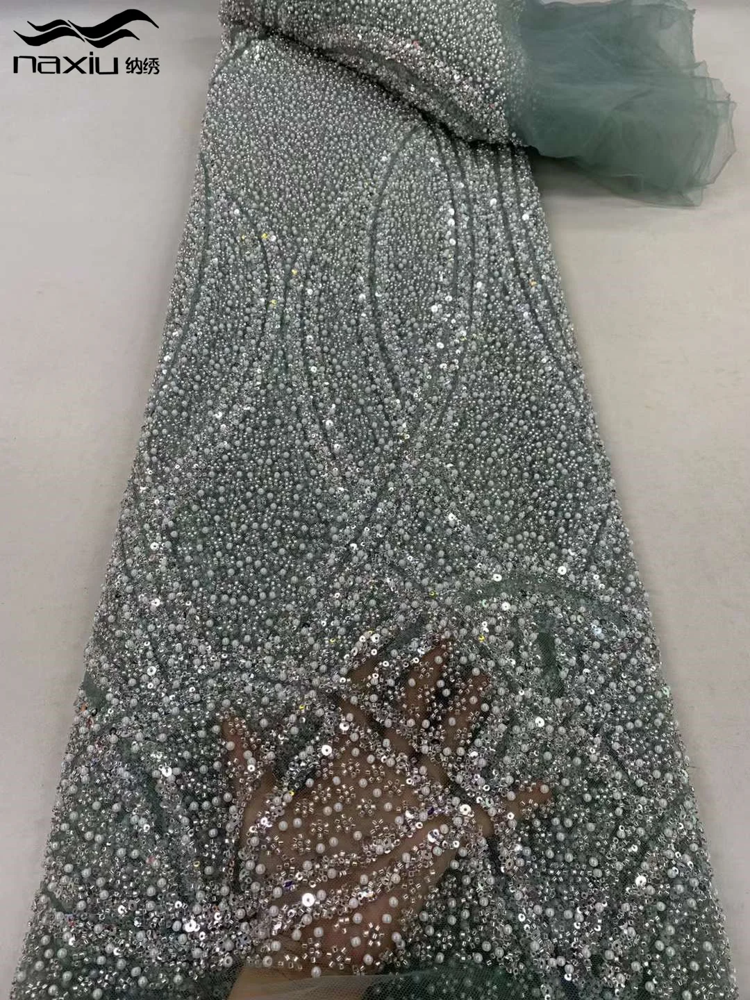 Мэдисон-Роскошная нигерийская кружевная ткань из бисера ручной работы блестки