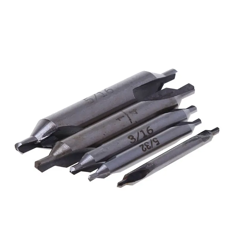 

5 Pcs 60° HSS Center Spotting Drill Bits Combined Countersink High Speed Tool