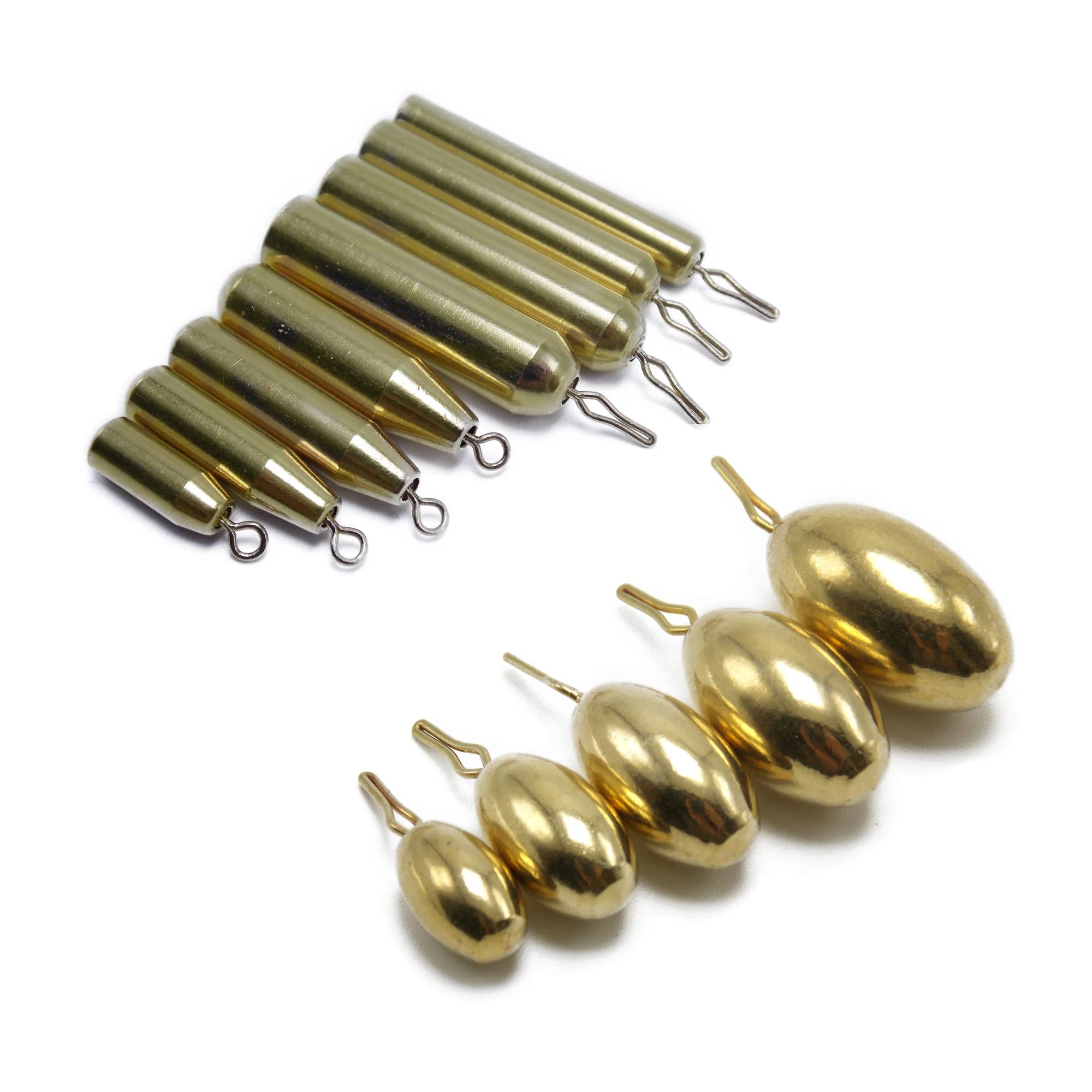

CATCHSIF 13PCS Brass Pencil and Round Drop shot fishing Weights with Rotating Fixing Line Ring