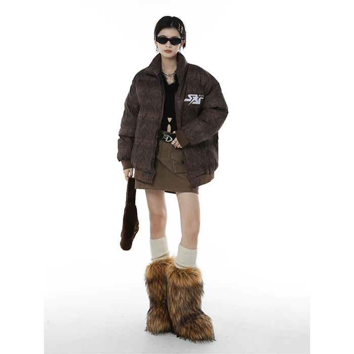 Парка Harakuju в стиле хипсоп с вышитыми надписями Повседневная универсальная