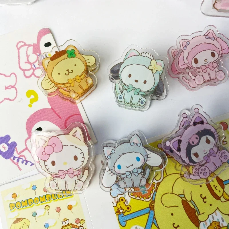 

Sanrio Kawaii Clip HelloKitty MyMelody Kuromi Cinnamoroll Anime Cartoon Acrylic Test Paper Handbook Student PP Clip Friend Gifts