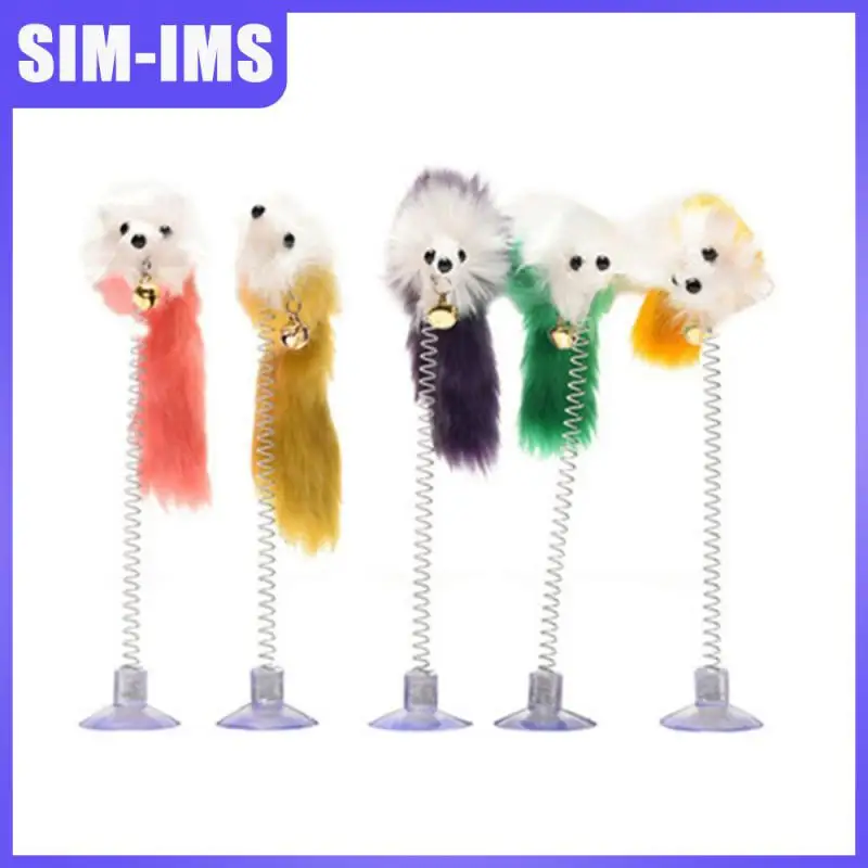 

Mouse Cat Toy Pet Cat Toy Stick With Mini Bell Spring Feather Rod Cartoon Sucker Interactive Cat Toy Mouse Toy
