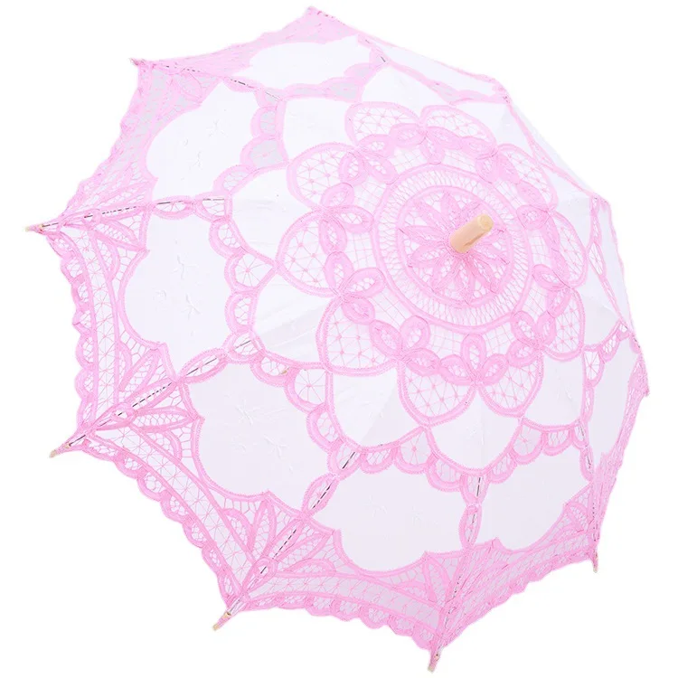 

Зонт Свадебный однотонный ручной работы, кружевной зонтик с вышивкой из хлопка, для невесты, свадьбы