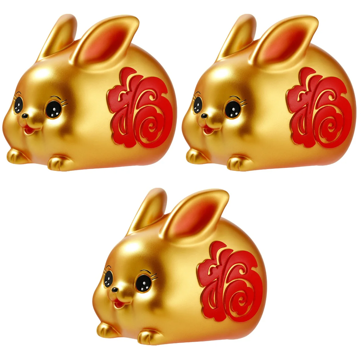 

3 Count Desktop Gifts Brass Rabbit Statue Girl Toys Bunny Piggy Bank Chinese Piggy Bank Rabbit Bank Toy Cartoon