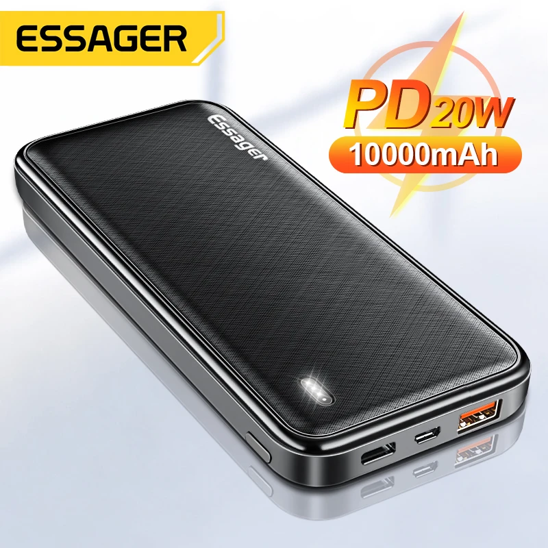 

Essager PD 20W 10000mAh Power Bank Portable Charging External Battery Charger 10000 mAh Powerbank For iPhone Xiaomi mi PoverBank