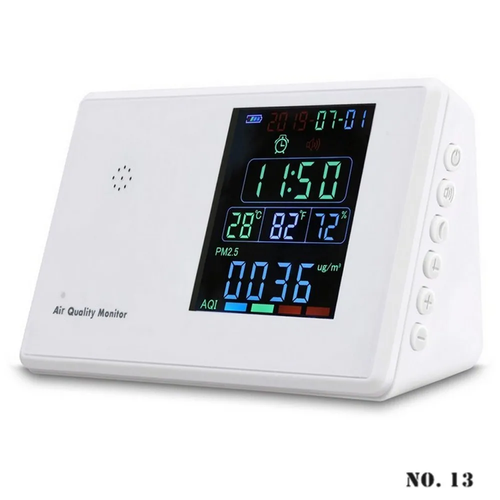 Air Quality Monitor CO2 Sensor PM2.5 HCHO TVOC PM10 Temperature Humidity Gas Detector LCD Calendar Clock Indoor Outdoor Analyzer