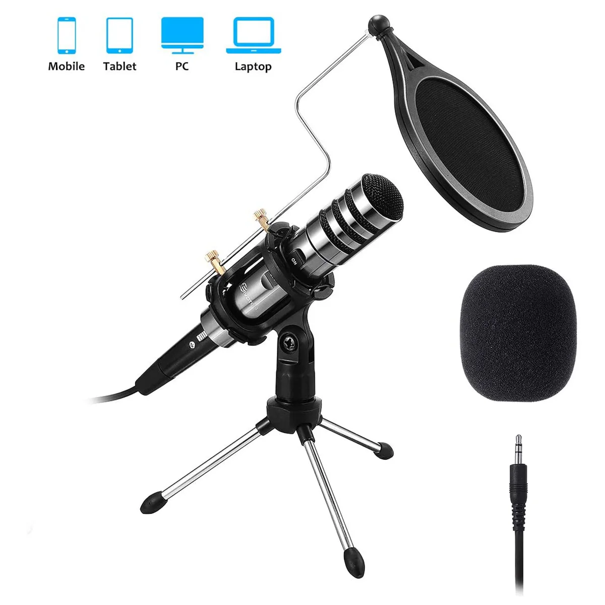 

Professional Phone Gaming Condenser Microphone Live Streaming Karaoke DJ Mic AUX Microphone For PC Smartphone Gaming Accesories