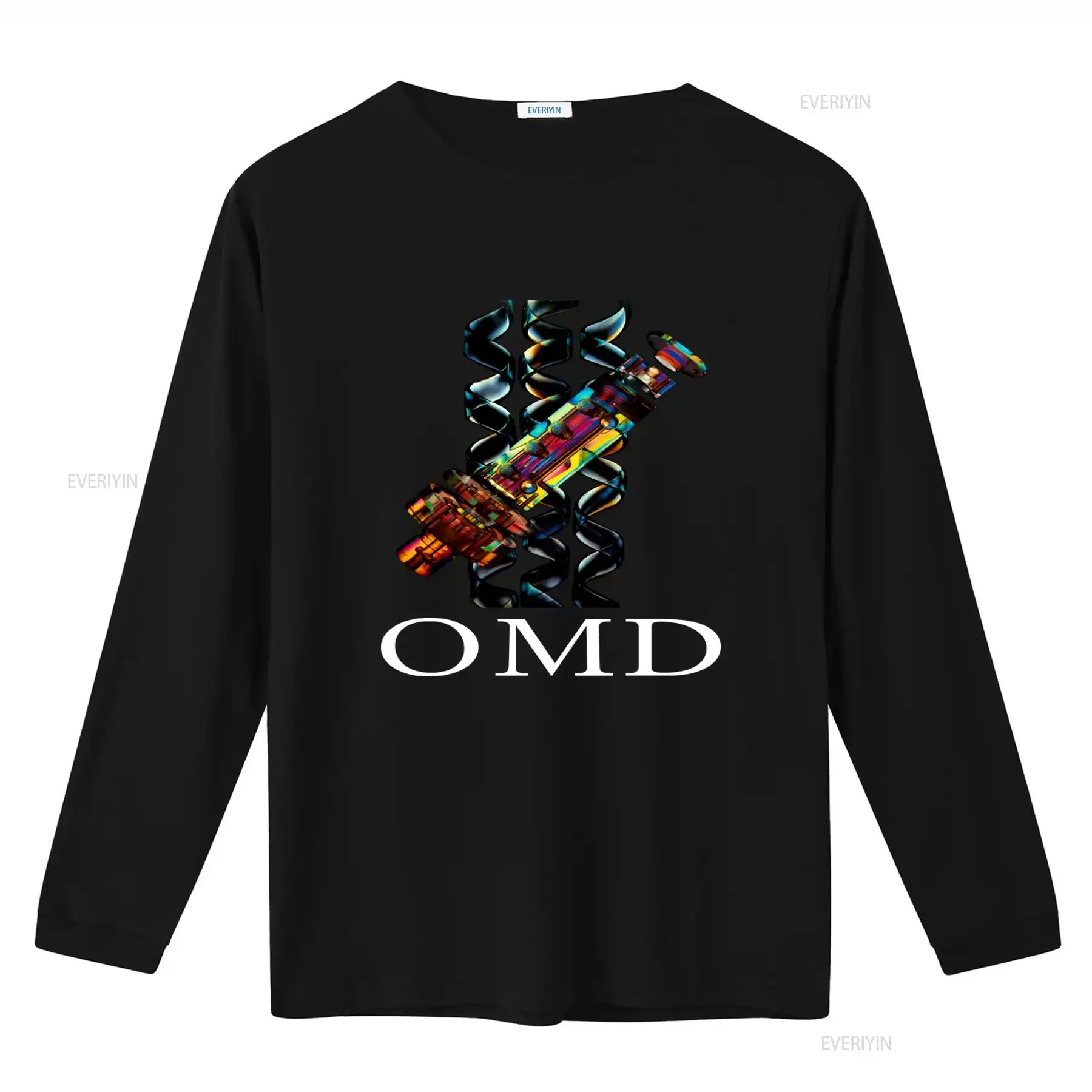 Фото Футболка OMD для мужчин и женщин с красочным механическим дизайном DNA, винтажная, с эффектом потертости, в стиле Orchestral Manoeuvres In The Dark. №2