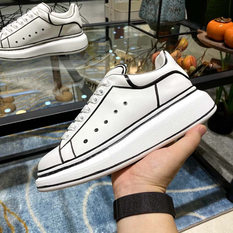 

Luxury Design Men Casual Shoes Genuine Leather Thick Sole Women Sneakers Hand-Painted Fashion Board Shoes Outdoor Sport Shoes 6C