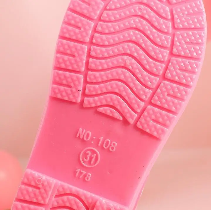 Детские Нескользящие резиновые сапоги теплые водонепроницаемые без застежки