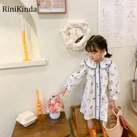 rinikinda 2022 new childern kids flower cotton long sleeve princess dresses toddler kids summer infants dress clothes