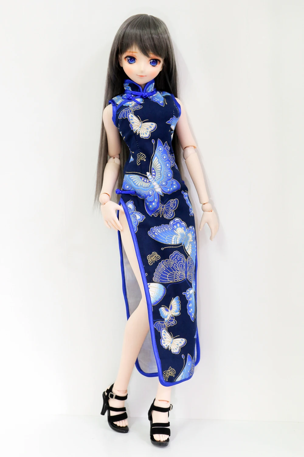 

[wamami] Dark Blue Flower Pattern Dress Cheongsam For 1/4 MSD 1/3 SD DZ AOD DD BJD Dollfie