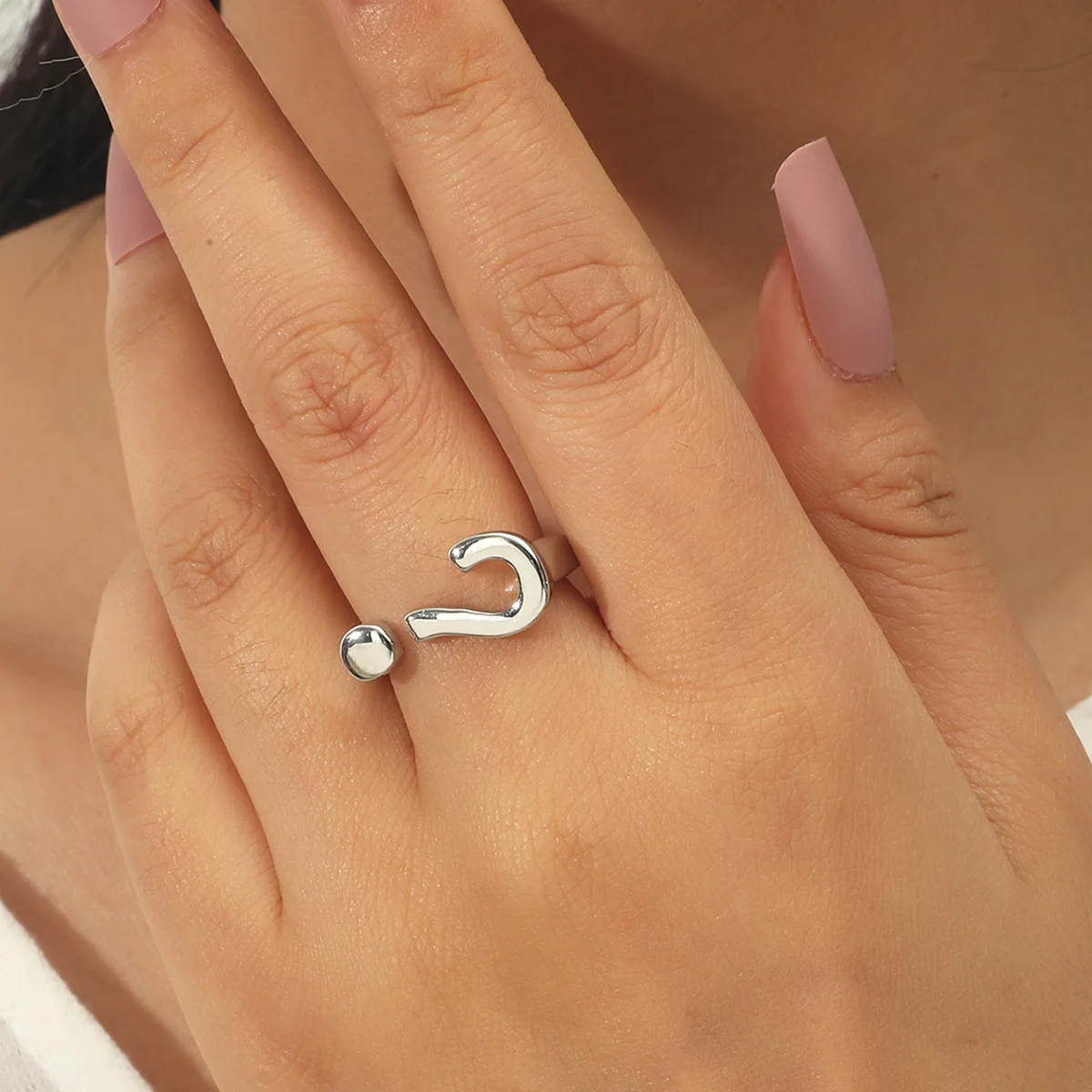 

Unique Question Mark Ring For Women With Few Open Rings Stylish Simple Adjustable Jewelry Finger Accessories