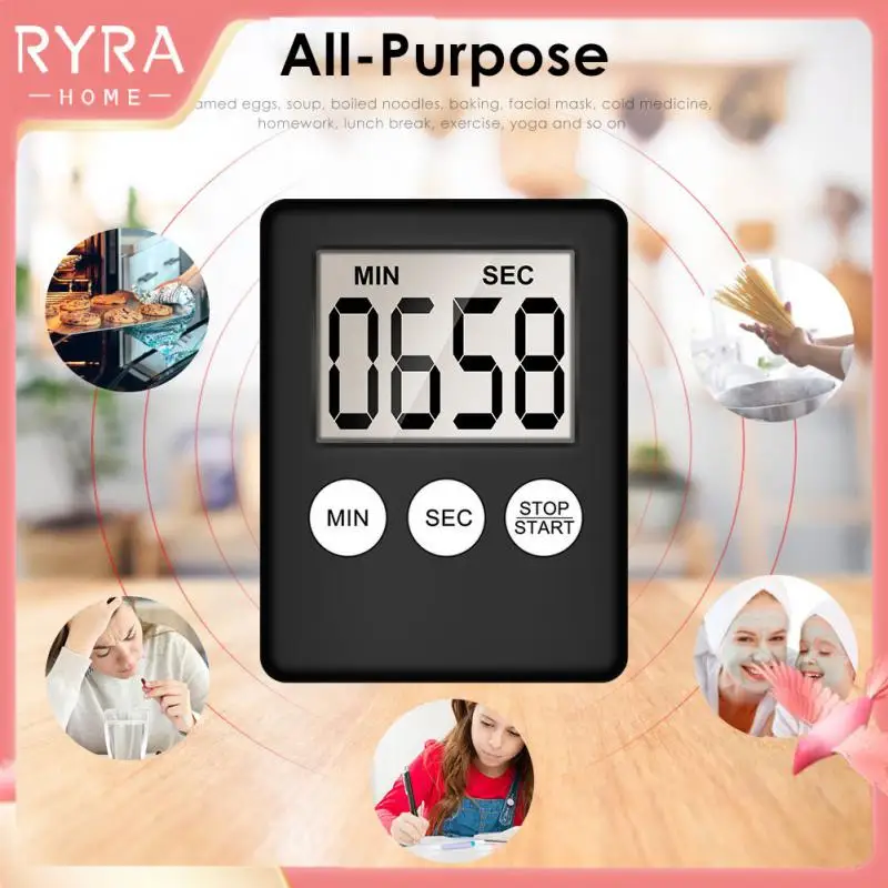 

Magnet Stopwatch Clock Lcd Digital Screen Super Thin Temporizador Cooking Baking Count Up Mechanical Cooking Countdown Alarm