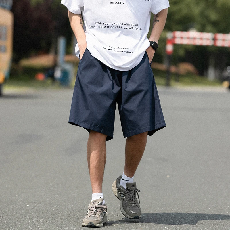 

Summer Shorts Men Fashion 3-color Casual Ice Silk Shorts Men Japanese Streetwear Loose Straight Shorts Mens Five-point Pants