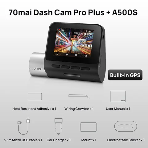 Видеорегистратор 70mai Dash Cam Pro Plus A500S, 1944P, ADAS, GPS