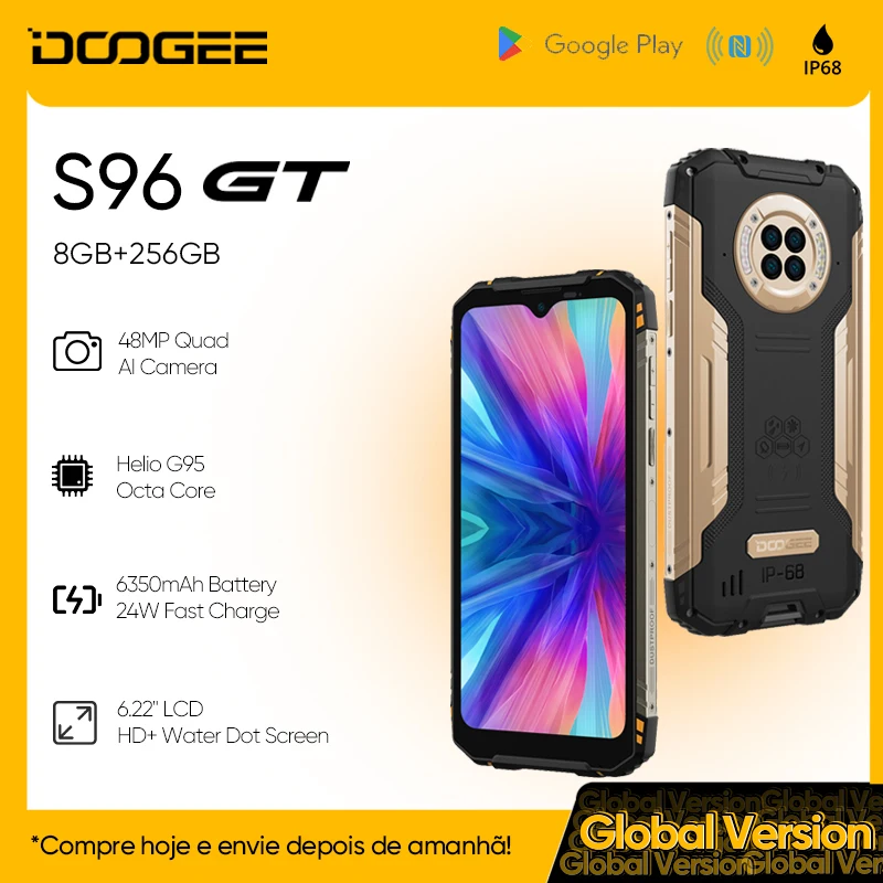 Прочный телефон DOOGEE S96GT 6 22 дюйма 8 ГБ ОЗУ + 256 Гб ПЗУ 24 Вт быстрая зарядка