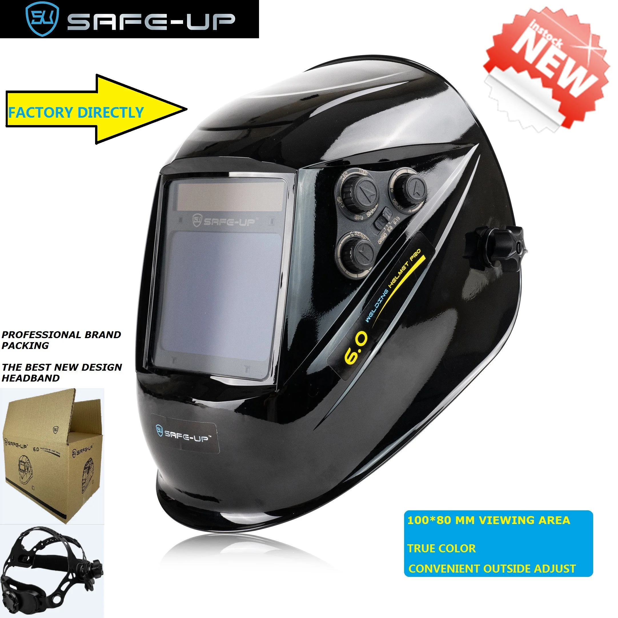 SAFE-UP MIG MAG TIG TRUE Color 4 Sensors Solar Cell Powered Expensive Auto Darkening Welding Helmet Welding Mask
