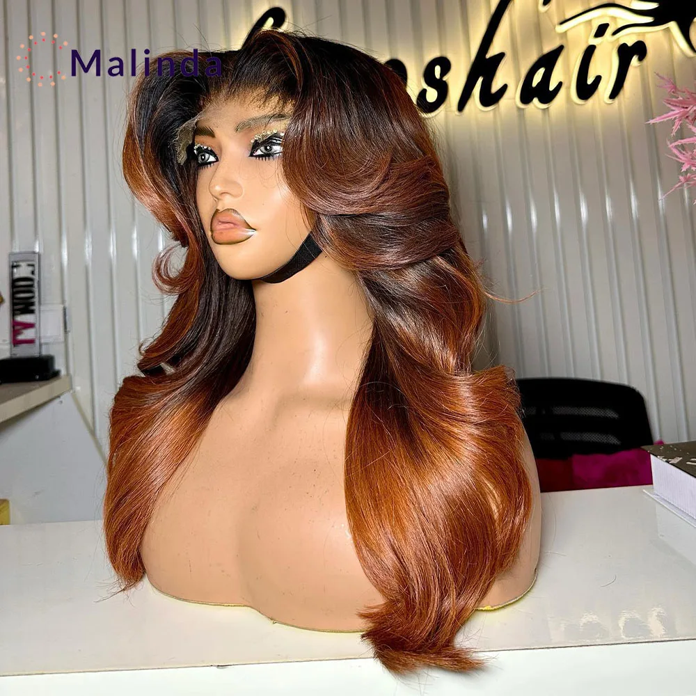 Медовый блондин Ombre 1b/имбирный цвет бесклеевой парик человеческие волосы