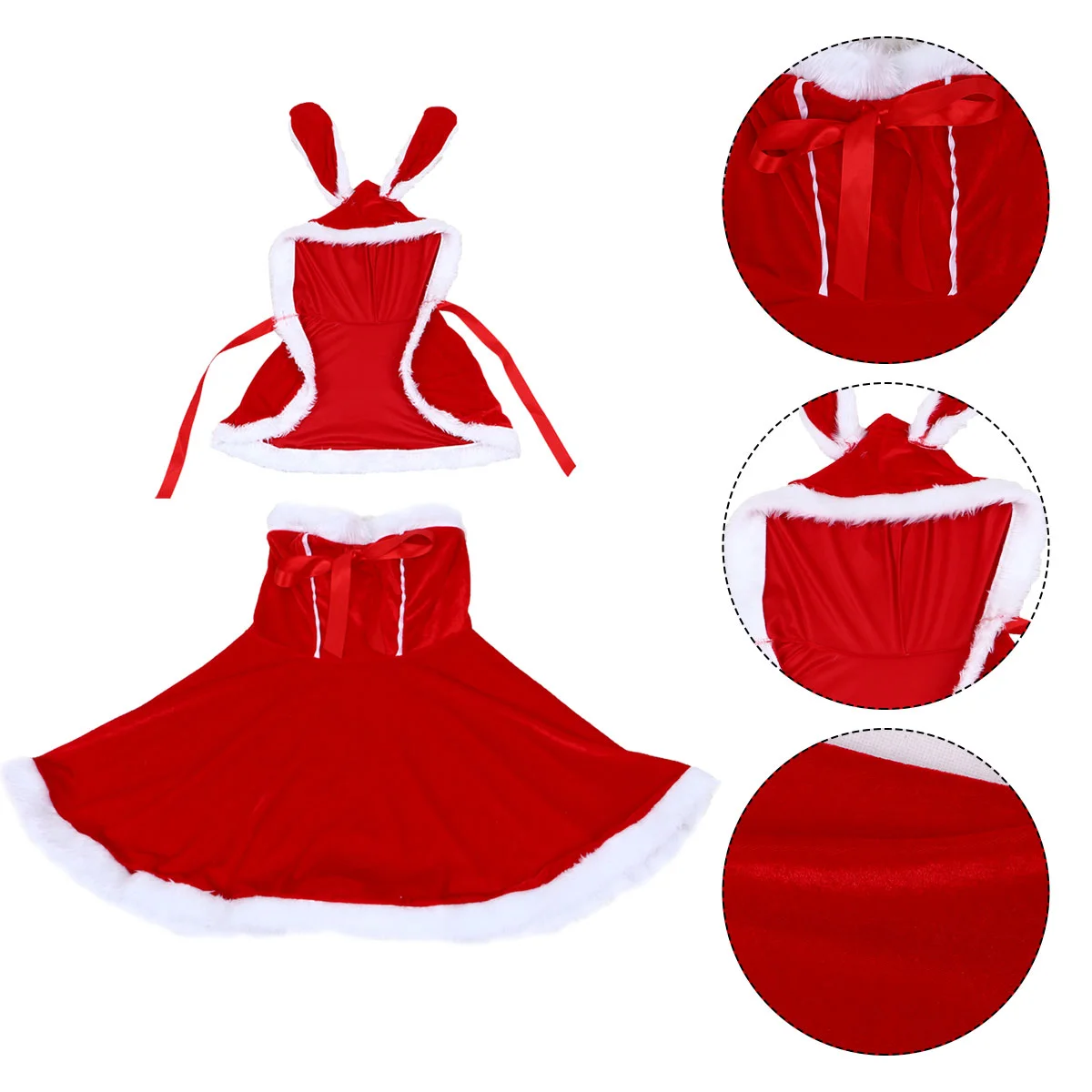 

1 Set of Christmas Costume Short Rabbit Decor Comfortable Fluffy Shawl Skirt Costume for Party