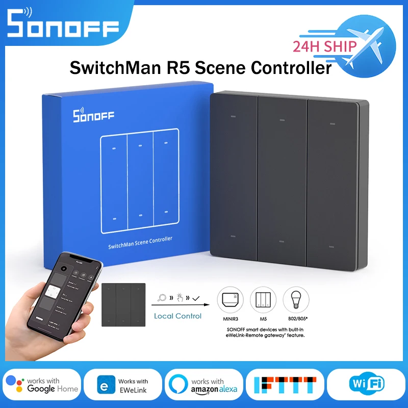 SONOFF SwitchMan R5 контроль сцены ler с батареей 6-клавишный беспроводной EWeLink-пульт