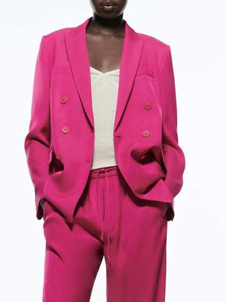 

Kumsvag 2022 Spring Women Blazers Coats Suits Casual Solid Loose Double Breasted Female Elegant Fashion Blazer Clothing