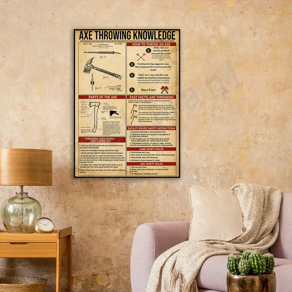 

Throwing Axe Knowledge Poster Decor Canvas Print Picture